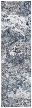 8' Blue And Gray Abstract Runner Rug