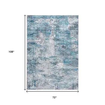 6' X 9' Blue Gray Abstract Cuboid Modern Area Rug