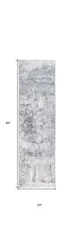 8' Gray Abstract Runner Rug