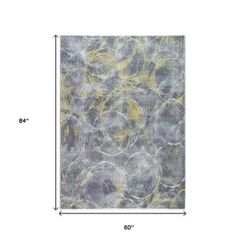 5' X 8' Gray Abstract Area Rug