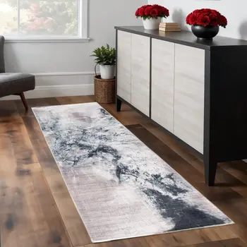 8' Sand Abstract Runner Rug