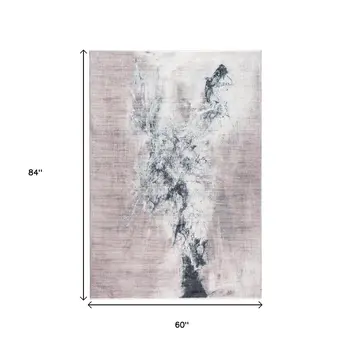 5' X 8' Sand Abstract Area Rug
