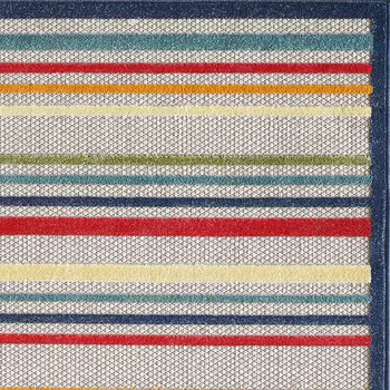 2' X 4' Ivory And Blue Indoor Outdoor Area Rug