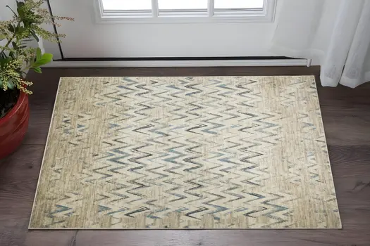 3' X 5' Ivory Chevron Area Rug