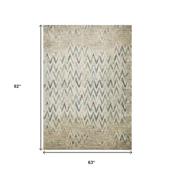 5' X 8' Ivory Chevron Area Rug