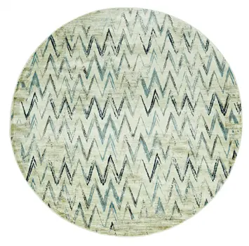 8' Ivory Round Chevron Area Rug
