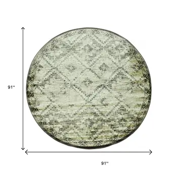8' Gray Round Abstract Area Rug