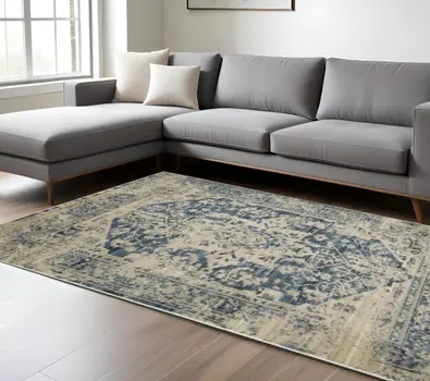 8' X 11' Ivory Oriental Area Rug