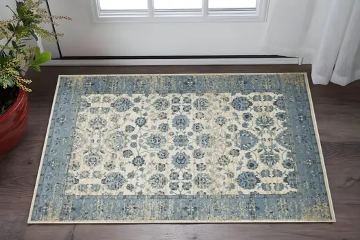 3' X 5' Ivory Oriental Area Rug