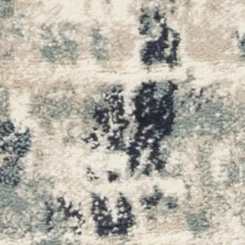 8' Blue And Beige Abstract Runner Rug