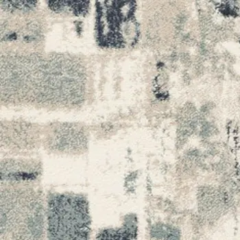 3' X 5' Blue and Beige Abstract Area Rug