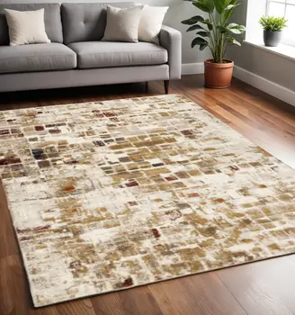 5' X 8' Natural Abstract Area Rug