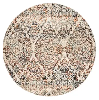 8' Ivory Round Oriental Area Rug
