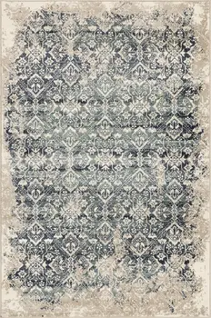 8' Ivory And Blue Oriental Runner Rug