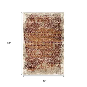 3' X 5' Rust Oriental Area Rug