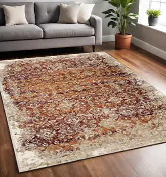 5' X 8' Rust Oriental Area Rug
