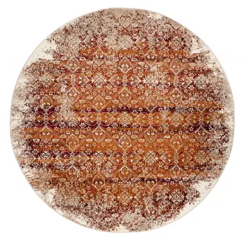 8' Rust Round Oriental Area Rug