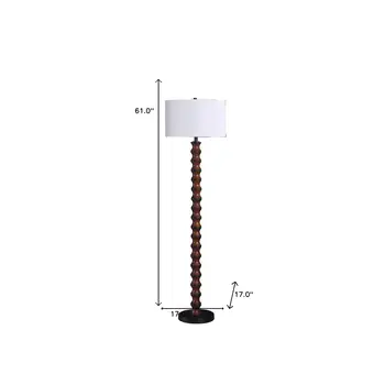 61" Brown And White Resin Floor Lamp With White Fabric Drum Shade