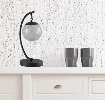 14" Matte Black Metal Arched Hanging Orb USB Table Lamp