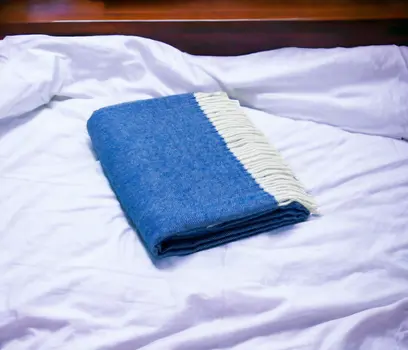 50" X 60" Royal Blue And White Woven Herringbone Plush Throw Blanket