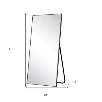 71" Black Metal Framed Leaning or Hanging Full Length Mirror