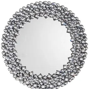 35" Round Faux Crystal Framed Venetian Accent Mirror