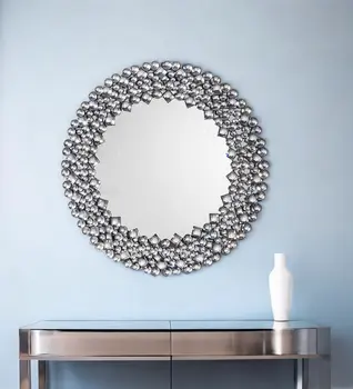 35" Round Faux Crystal Framed Venetian Accent Mirror