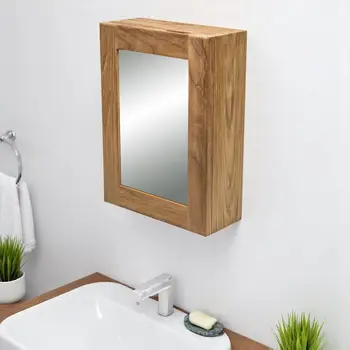 Solid Teak Mirrored Hanging Medicine Cabinet