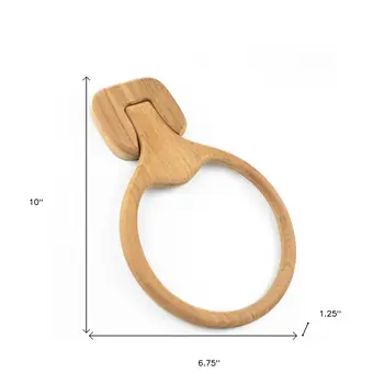 Natural Solid Teak Wood Wall Mount Towel Ring