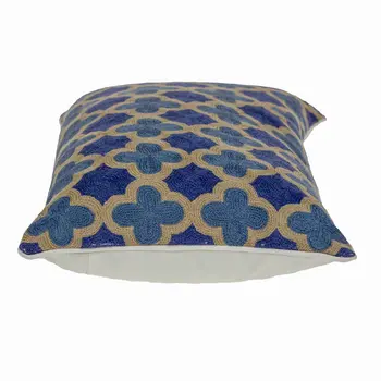 12" X 20" Blue Cotton Throw Pillow