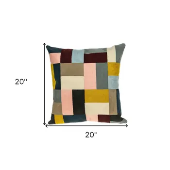 20" Mustard Yellow and Black Cotton Throw Pillow