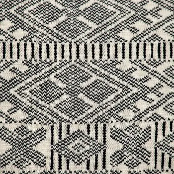 20" x 20" Black and Cream Bohemian Pattern Square Accent Throw Pillow with Tassel