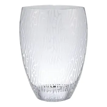 12" Clear and Frosted Abstract Oval Crystal Table Vase