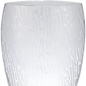 12" Clear and Frosted Abstract Oval Crystal Table Vase