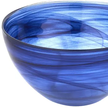6" Cobalt And White Alabaster Glass Round Candy or Nut Bowl