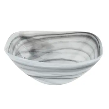 Set of Two 6" Gray And White Alabaster Glass Square Candy or Nut Bowls