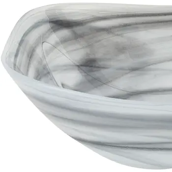 Set of Two 6" Gray And White Alabaster Glass Square Candy or Nut Bowls