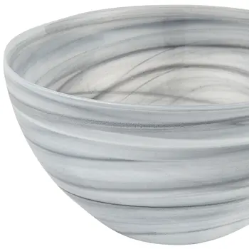 6" Gray And White Alabaster Glass Round Candy or Nut Bowl