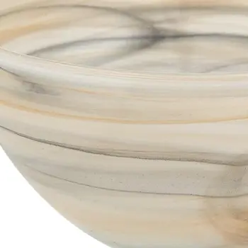 6" Taupe And White Alabaster Glass Round Candy or Nut Bowl
