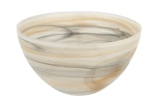 6" Taupe And White Alabaster Glass Round Candy or Nut Bowl