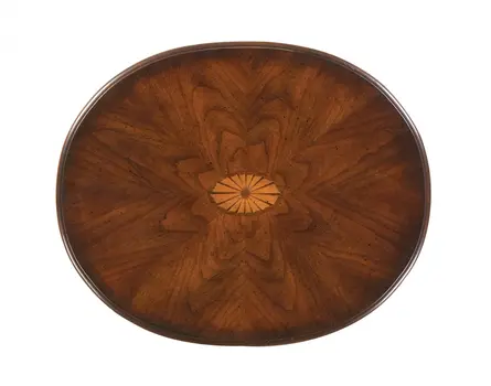 26" Dark Brown And Cherry Manufactured Wood Oval End Table With Shelf