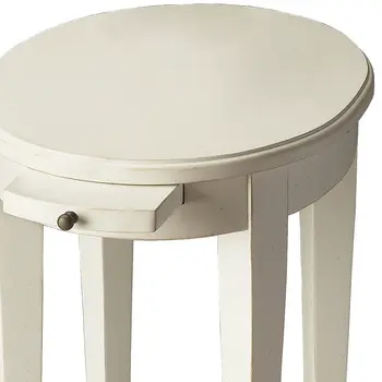 26" White Oval End Table With Shelf