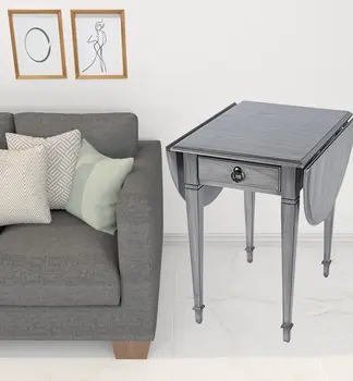 28" Grey Manufactured Wood Oval End Table With Drawer