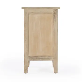 24" Natural Brown Solid Wood End Table With Cabinet and Drawer