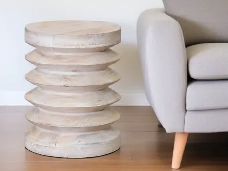 18" Brown Solid Wood Round End Table
