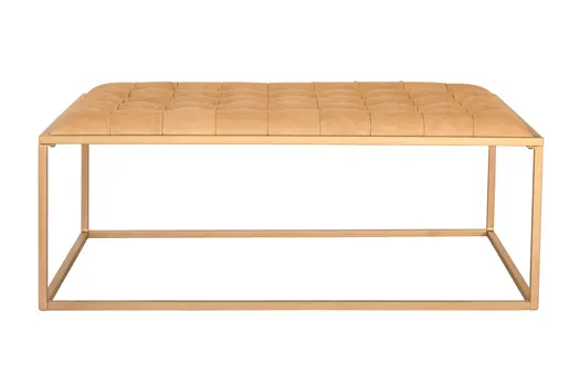48" Gold And Brown Leather Rectangular Coffee Table