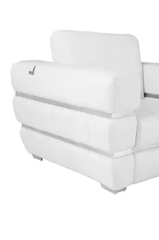48" White Italian Leather Arm Chair