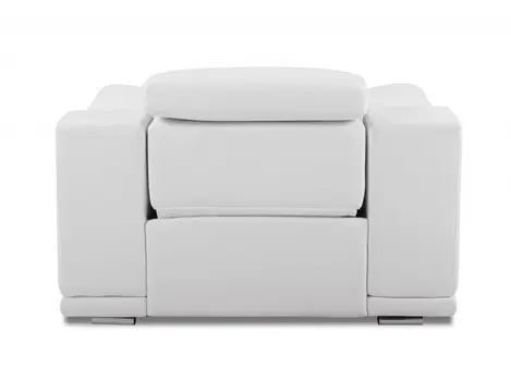 48" White Italian Leather Arm Chair