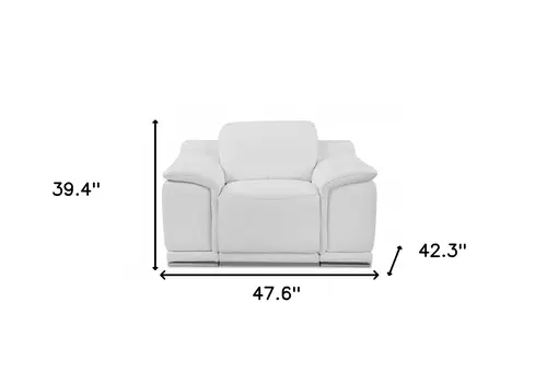 48" White Italian Leather Arm Chair