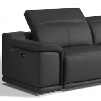 Two Piece Indoor Dark Gray Italian Leather Five Person Seating Set